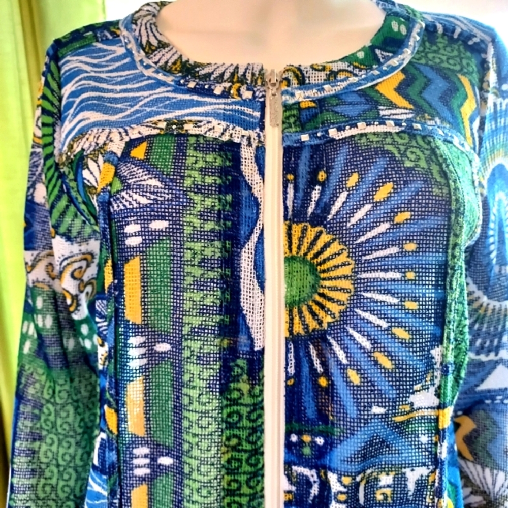 Colorful Netting Jacket With Chrome Studs And Zip… - image 3